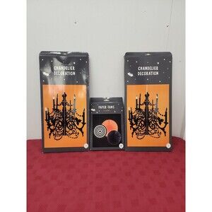 Halloween Party Decor 2 Hanging Chandeliers And A 3 Pack Of Fans New In Package